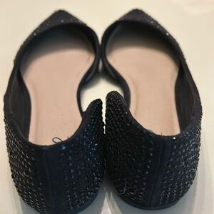Black rhinestones flat shoes 7 1/2